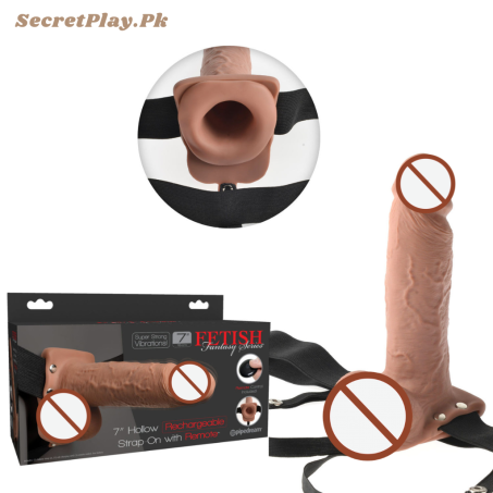 7 Inch Flesh Hollow Strap On Dildo