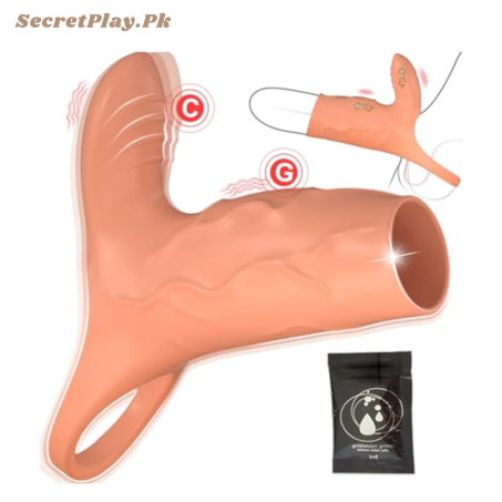 Vibrating Penis Sleeve Cock Ring With Clitoral Stimulator 